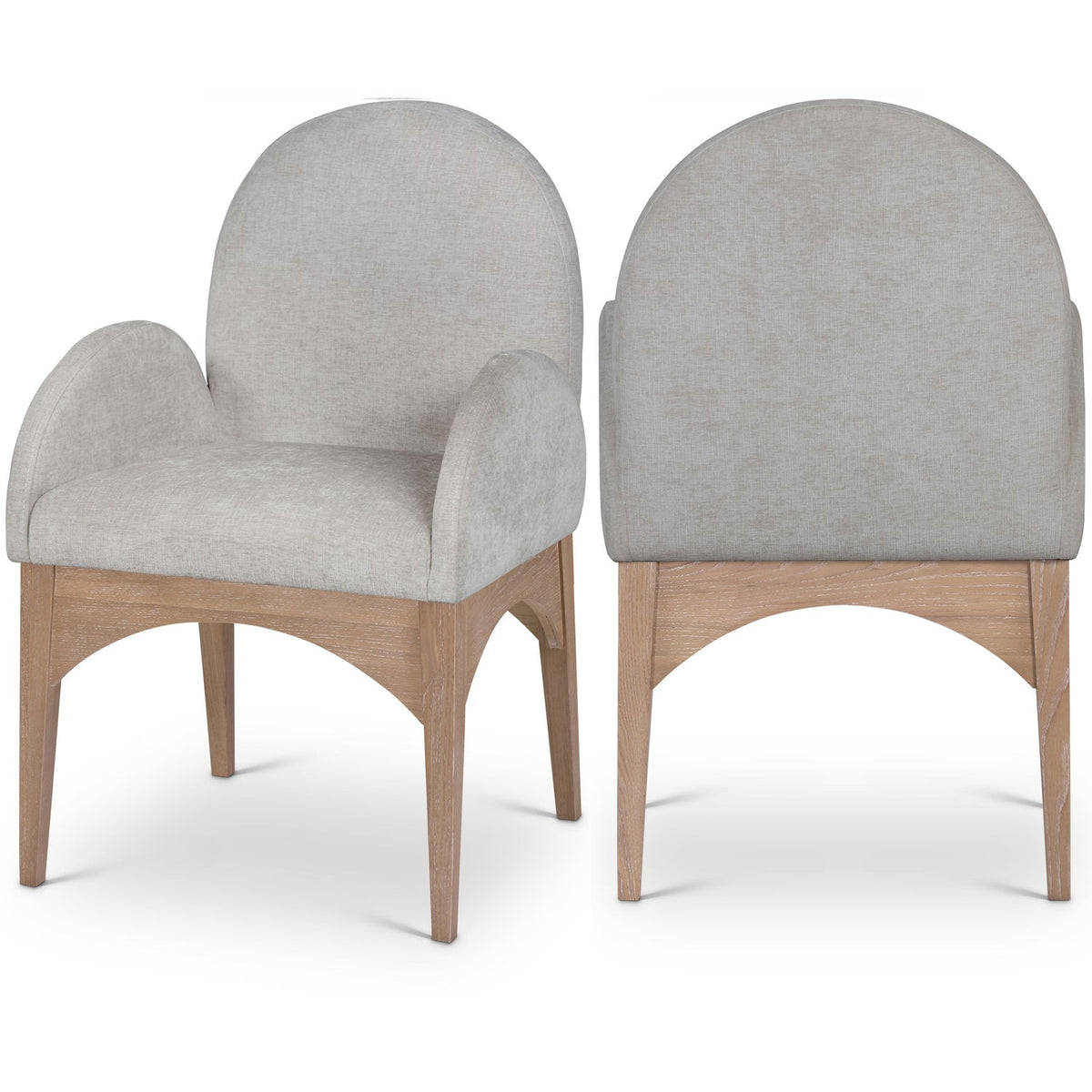 Waldorf Grey Chenille Fabric Upholstered Dining Arm Chair Set of 2