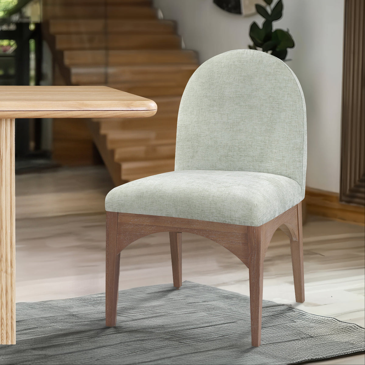 Waldorf Mint Chenille Fabric Upholstered Dining Side Chair Set of 2