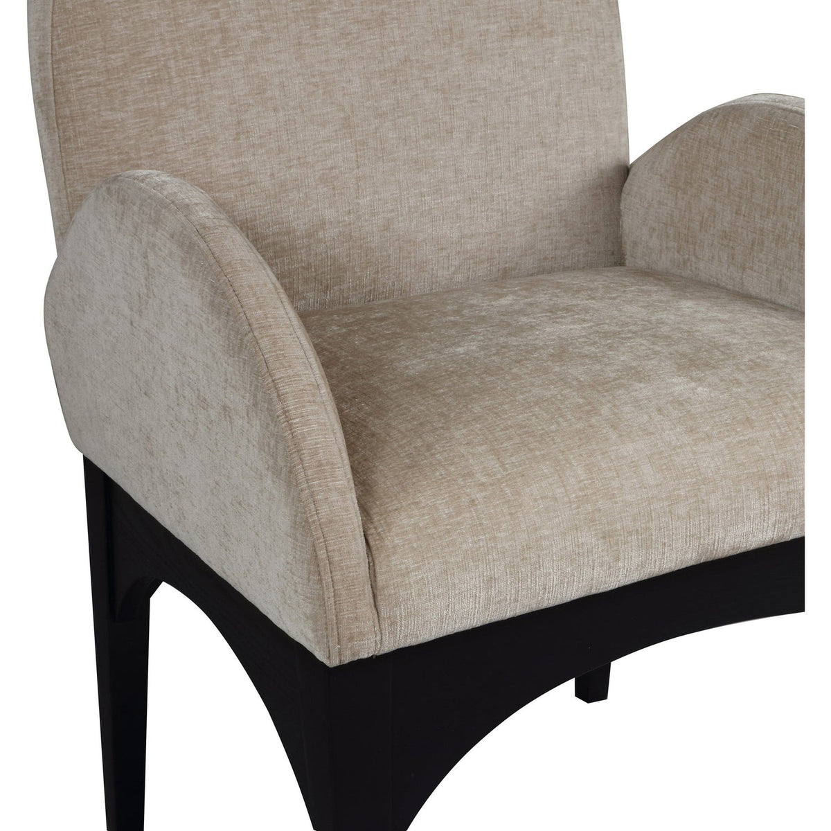 Waldorf Beige Chenille Fabric Upholstered Dining Arm Chair Set of 2