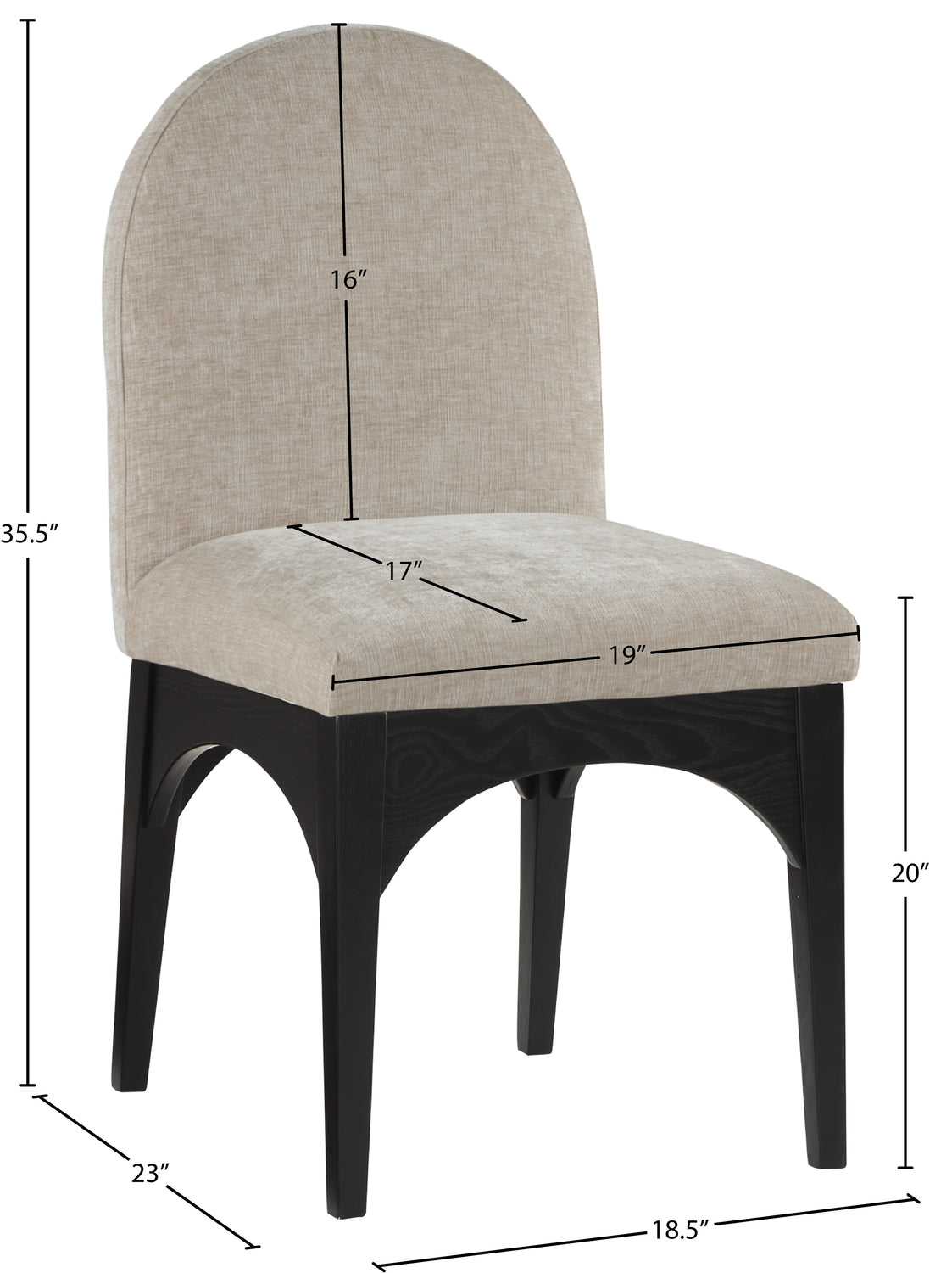 Waldorf Beige Chenille Fabric Upholstered Dining Side Chair Set of 2