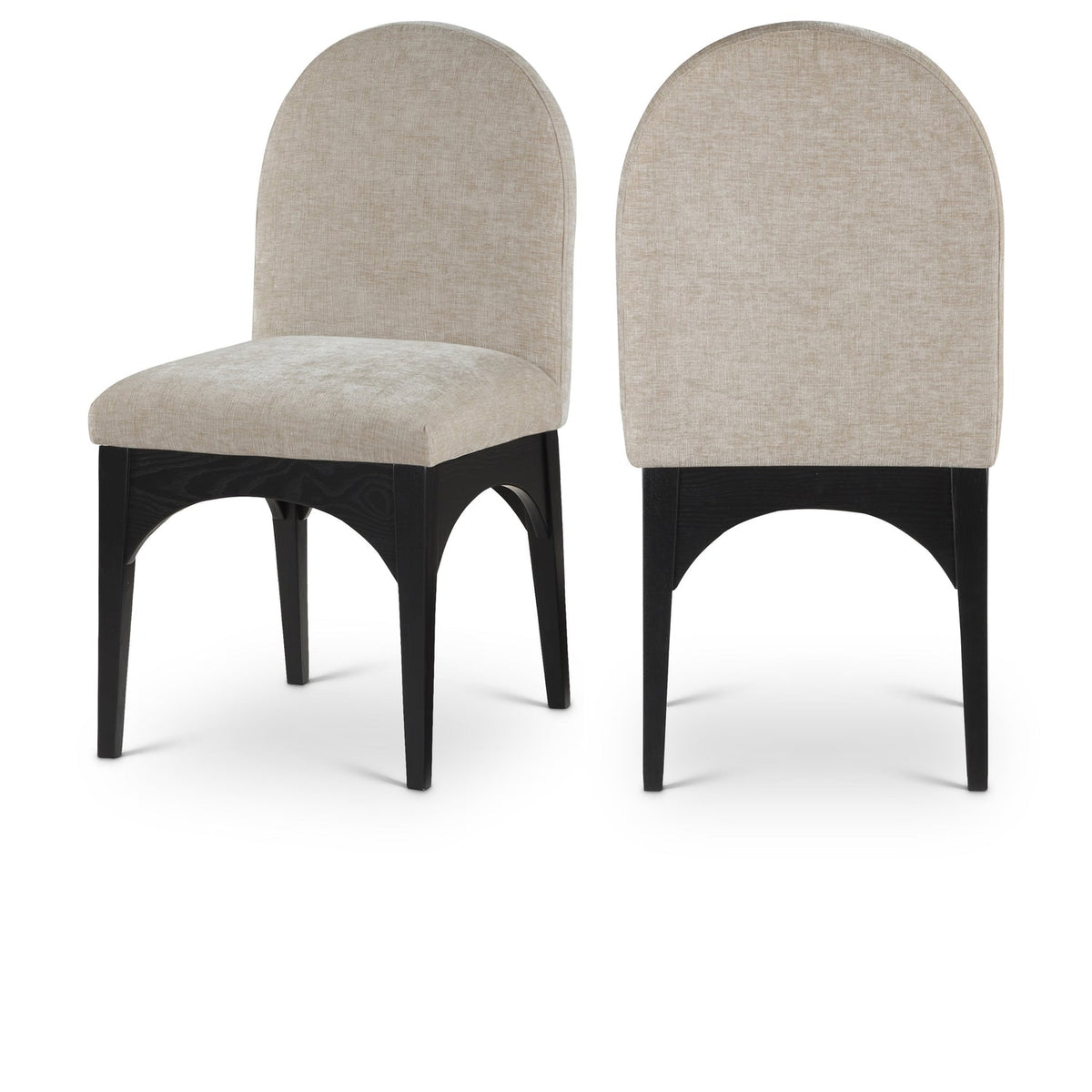 Waldorf Beige Chenille Fabric Upholstered Dining Side Chair Set of 2