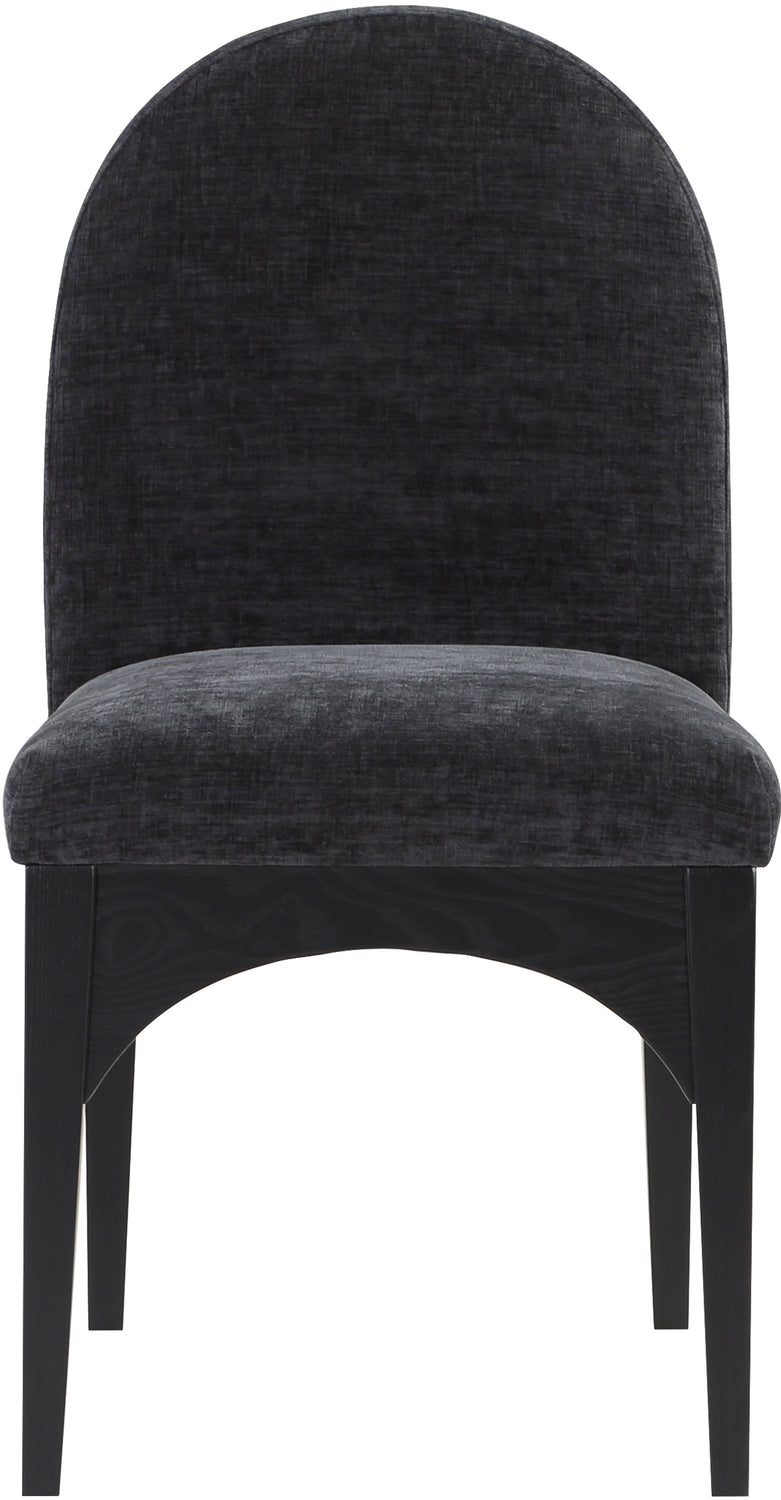 Waldorf Black Chenille Fabric Upholstered Dining Side Chair Set of 2
