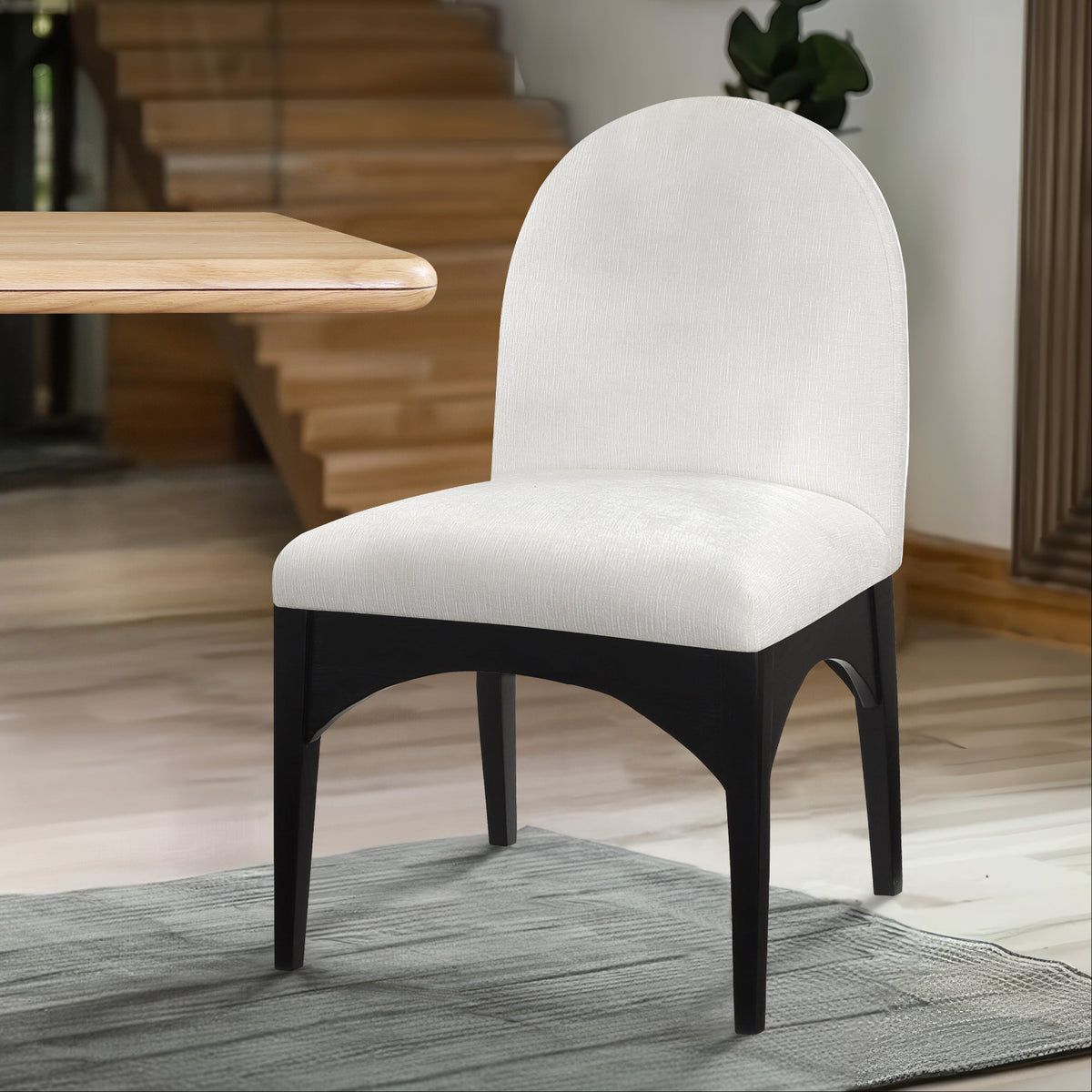 Waldorf Cream Chenille Fabric Upholstered Dining Side Chair Set of 2