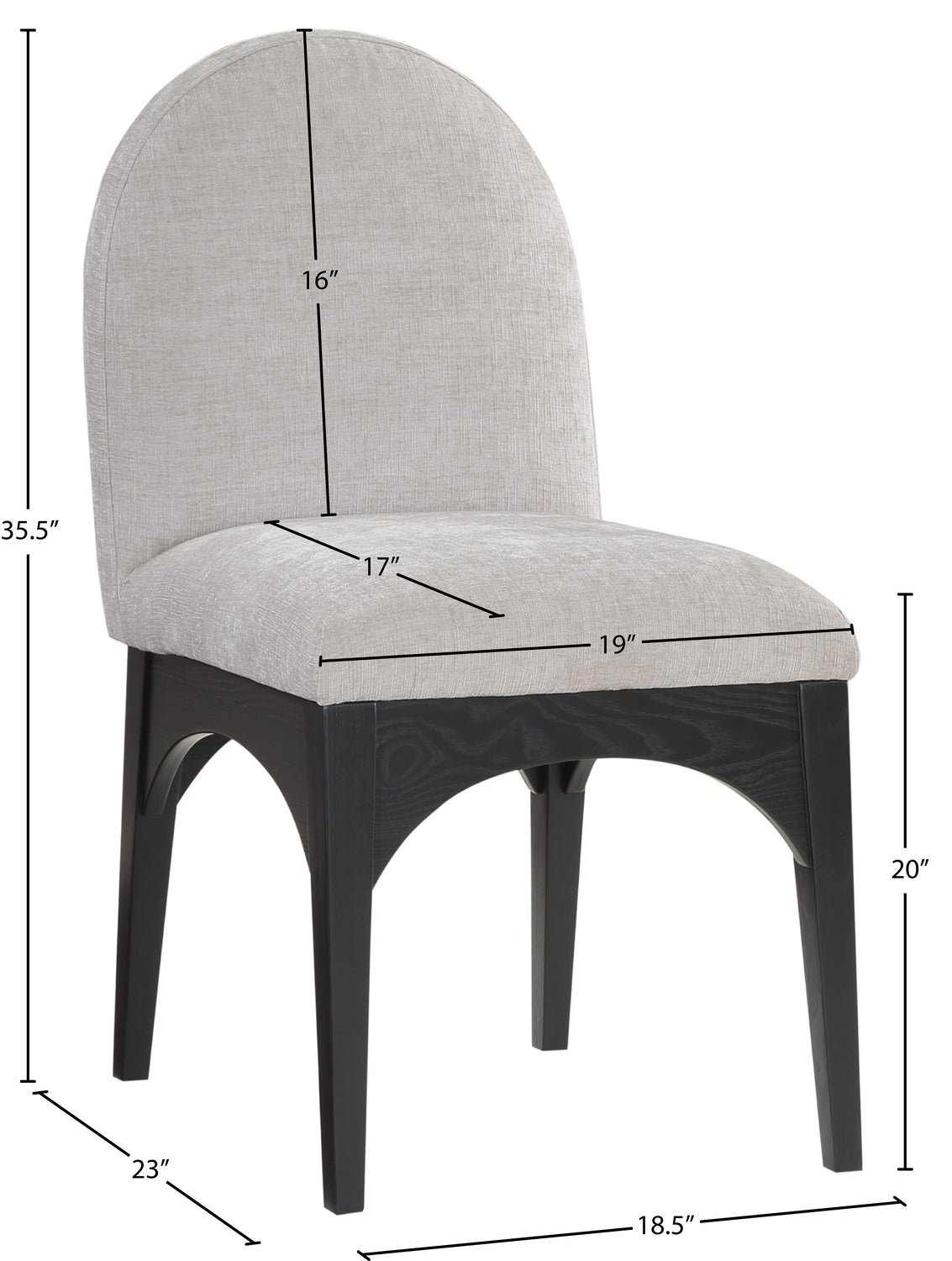 Waldorf Grey Chenille Fabric Upholstered Dining Side Chair Set of 2