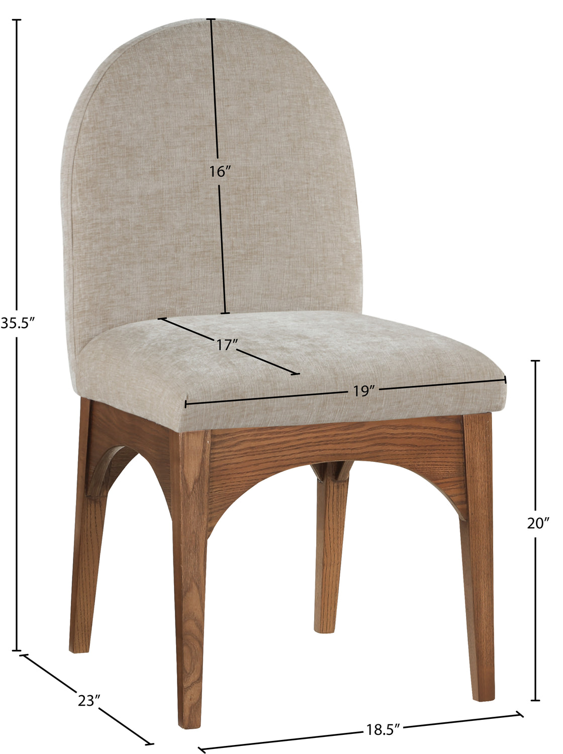 Waldorf Beige Chenille Fabric Upholstered Dining Side Chair Set of 2