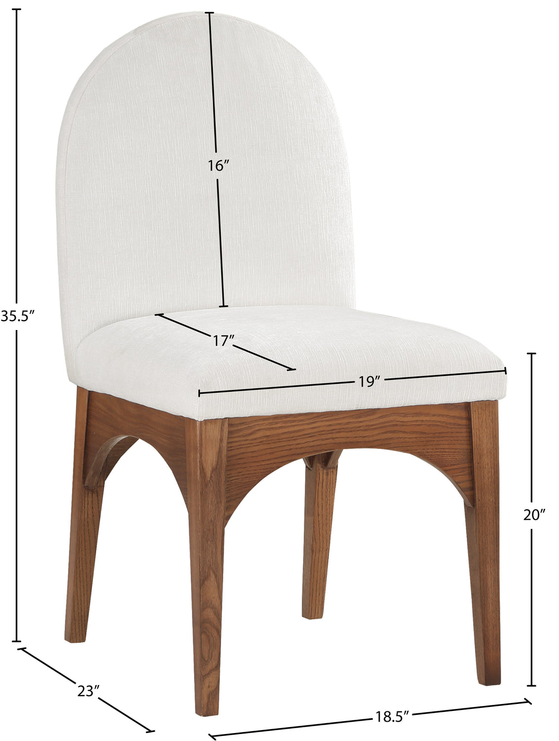 Waldorf Cream Chenille Fabric Upholstered Dining Side Chair Set of 2