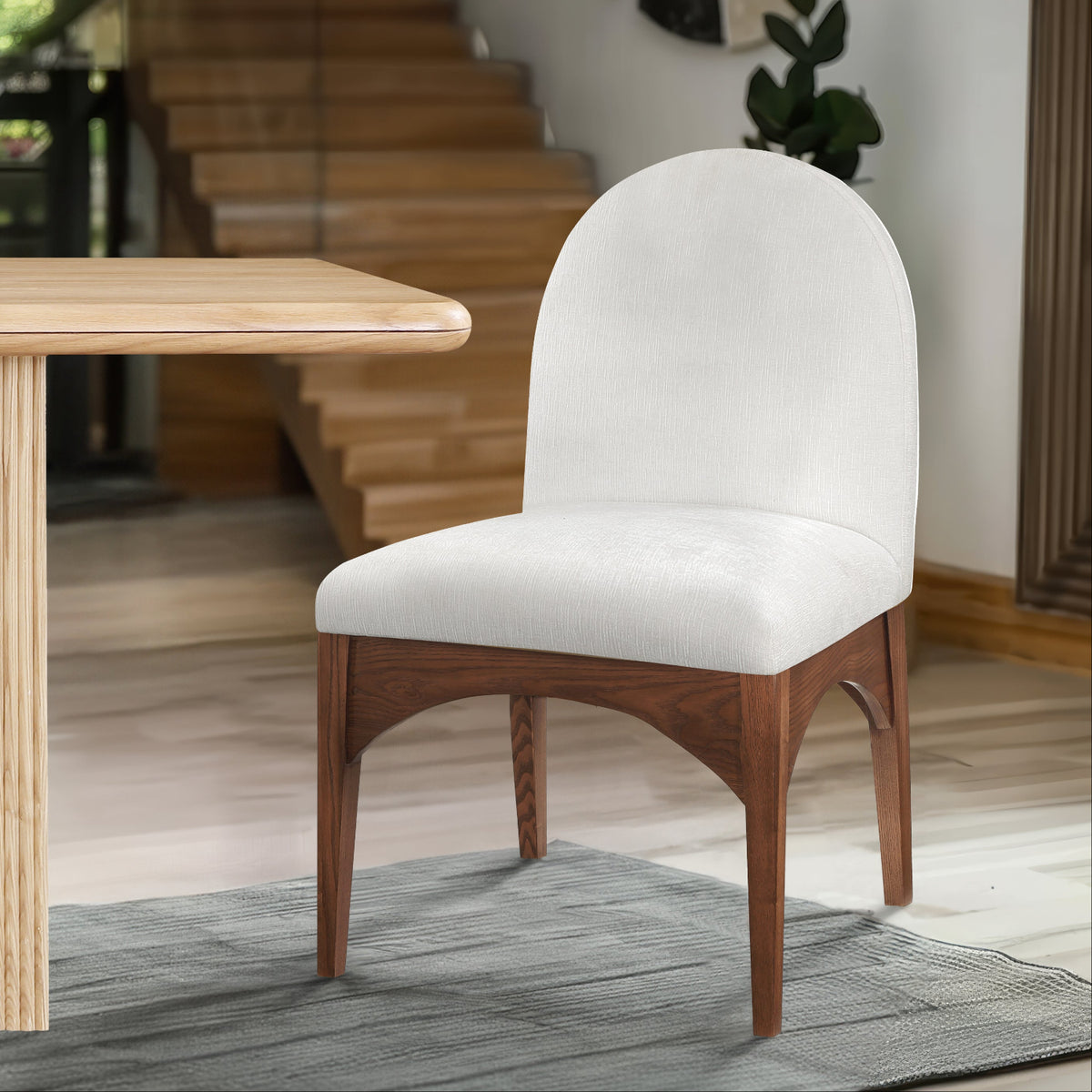 Waldorf Cream Chenille Fabric Upholstered Dining Side Chair Set of 2