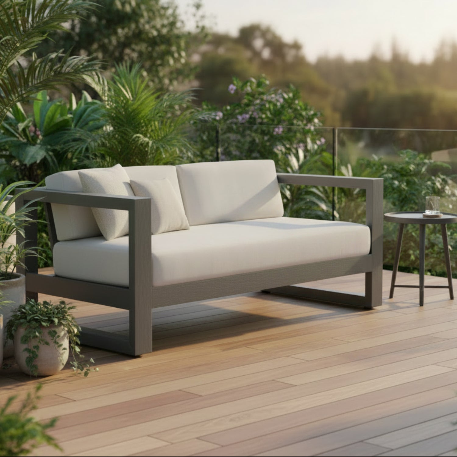 Sunset West Redondo Cast Silver Outdoor Loveseat