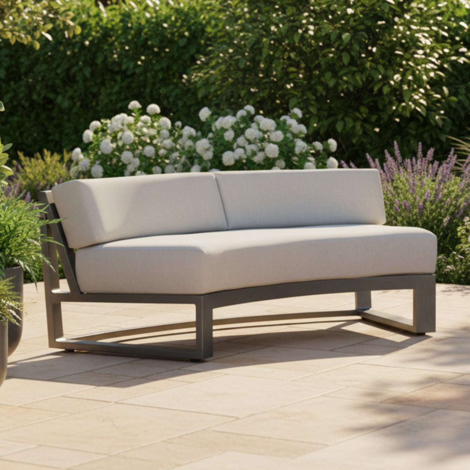 Sunset West Redondo Curved Cast Silver Curved Outdoor Sofa