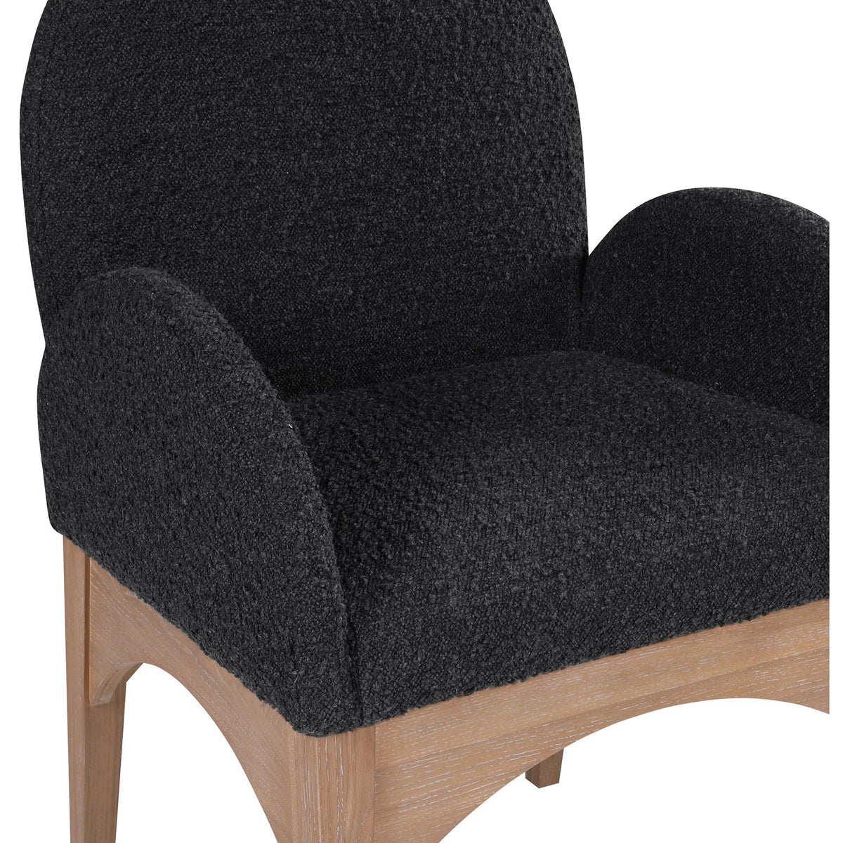 Waldorf Black Boucle Fabric Upholstered Dining Arm Chair Set of 2