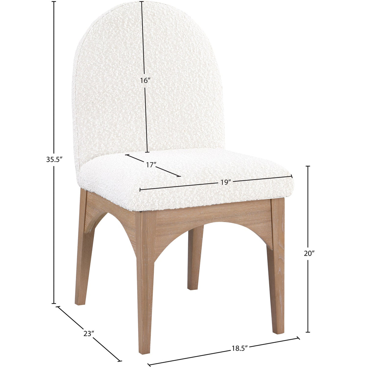 Waldorf Cream Boucle Fabric Upholstered Dining Side Chair Set of 2