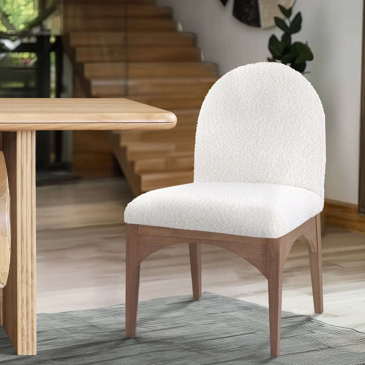 Waldorf Cream Boucle Fabric Upholstered Dining Side Chair Set of 2