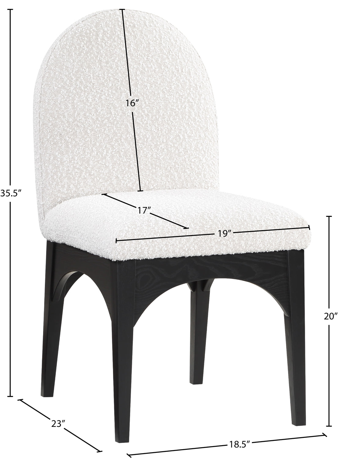 Waldorf Cream Boucle Fabric Upholstered Dining Side Chair Set of 2