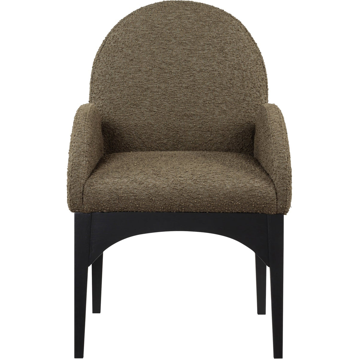 Waldorf Olive Boucle Fabric Upholstered Dining Arm Chair Set of 2