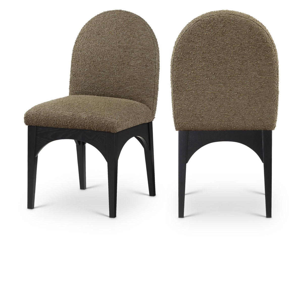 Waldorf Olive Boucle Fabric Upholstered Dining Side Chair Set of 2