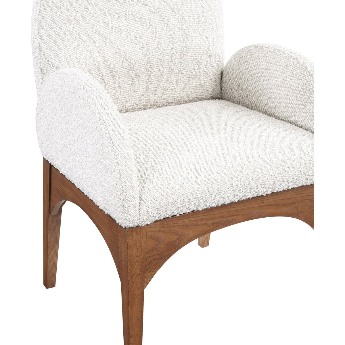 Waldorf Cream Boucle Fabric Upholstered Dining Arm Chair Set of 2