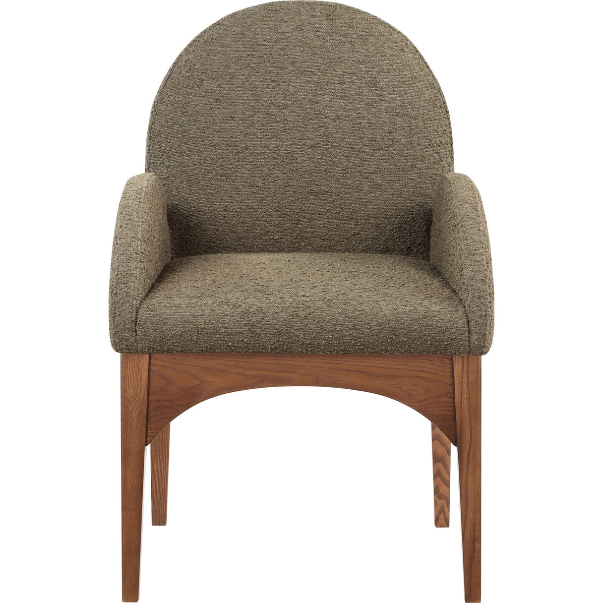 Waldorf Olive Boucle Fabric Upholstered Dining Arm Chair Set of 2