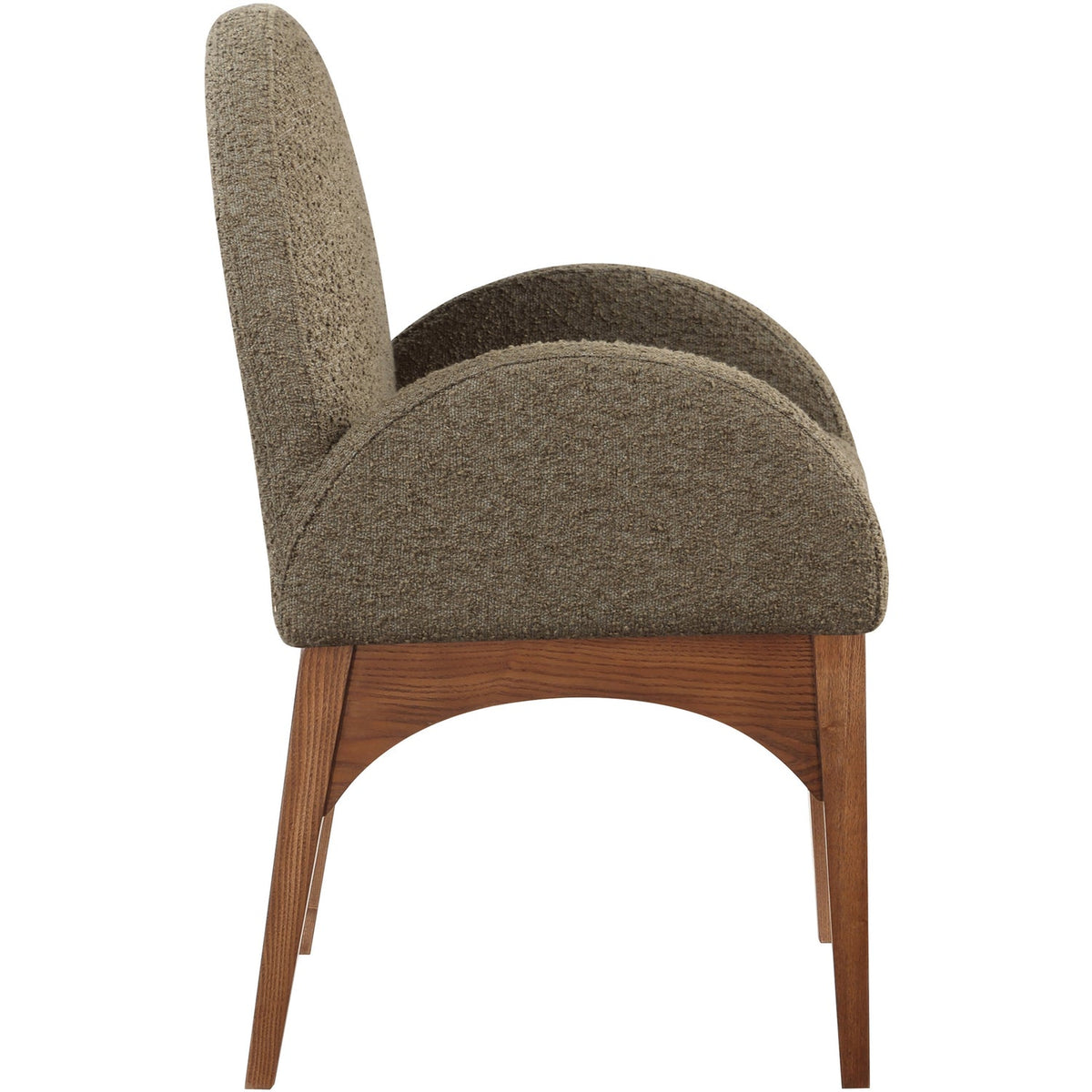 Waldorf Olive Boucle Fabric Upholstered Dining Arm Chair Set of 2
