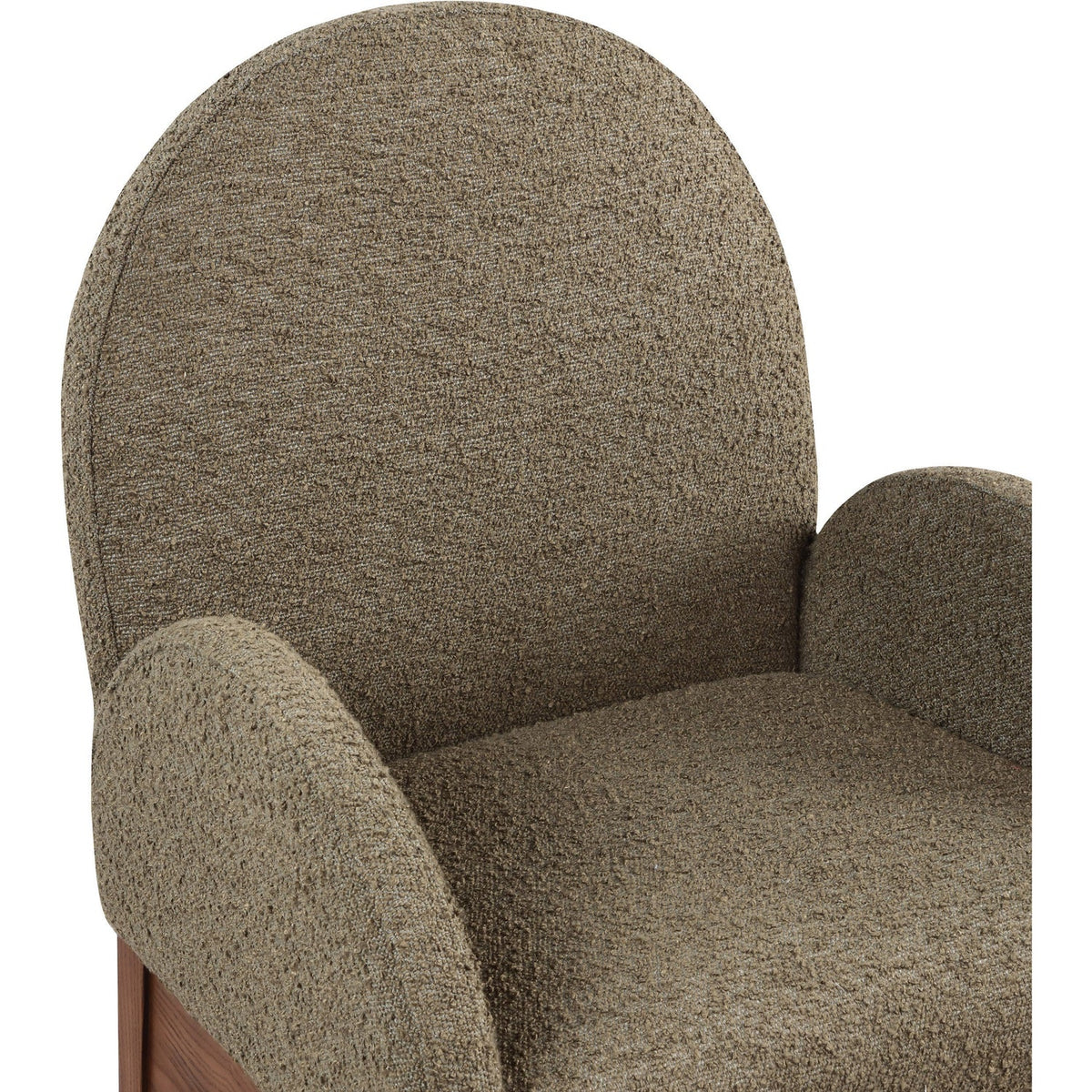 Waldorf Olive Boucle Fabric Upholstered Dining Arm Chair Set of 2