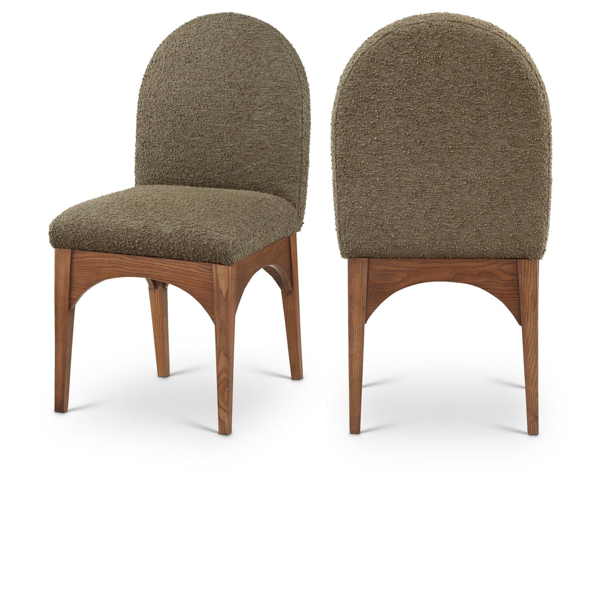 Waldorf Olive Boucle Fabric Upholstered Dining Side Chair Set of 2