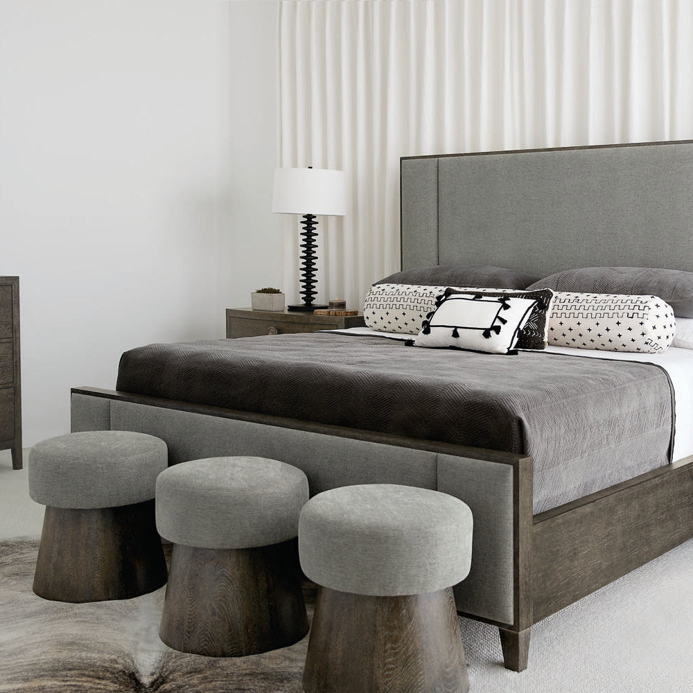 Bernhardt Linea Cerused Charcoal Round Bench