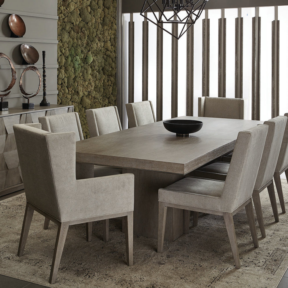 Bernhardt Linea Cerused Greige Upholstered Arm Chair Set of 2