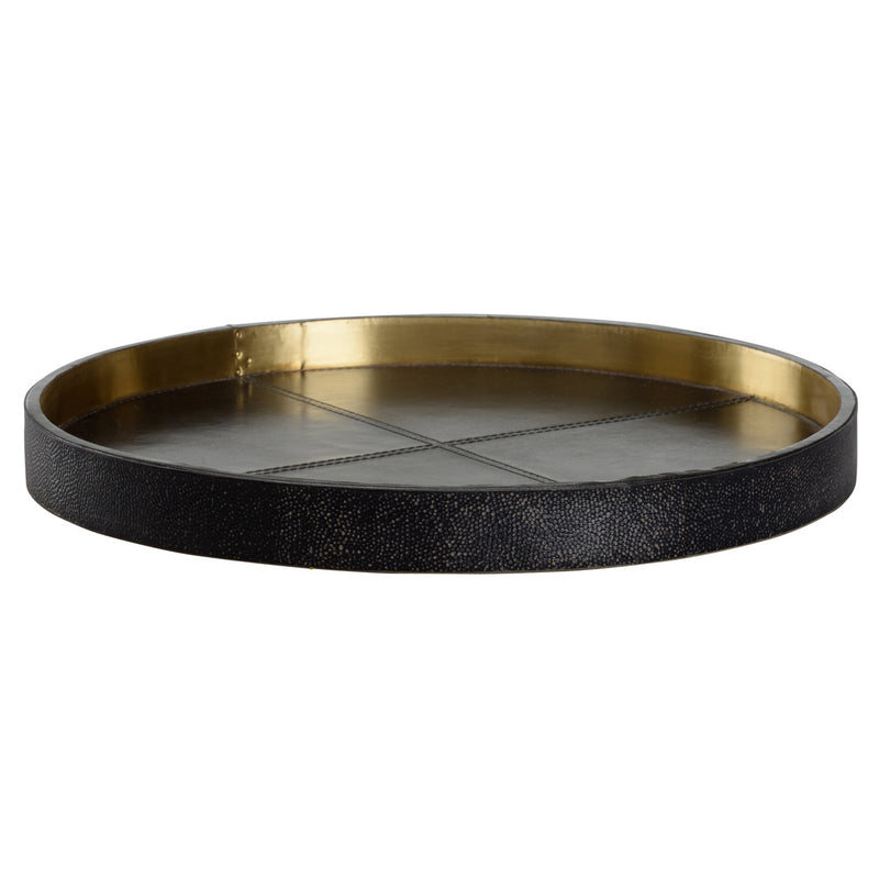 Chelsea House Round Leather Gray Tray