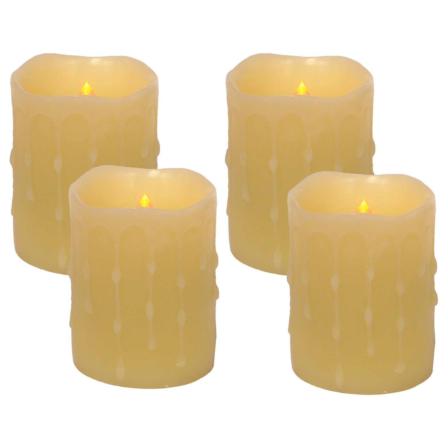 LED Dripping Wax Pillar Candles Set of 4