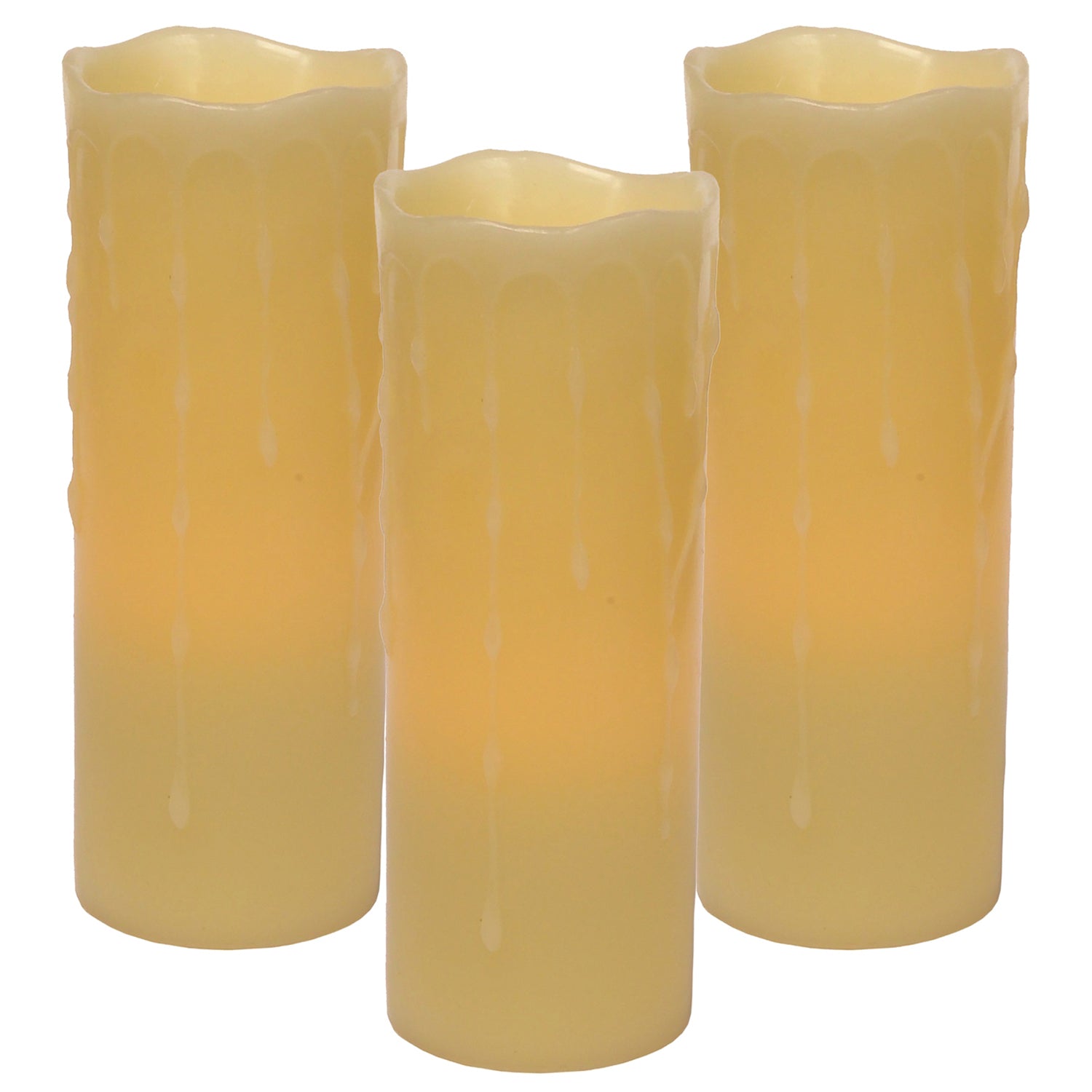 LED Dripping Wax Pillar Candles Set of 3