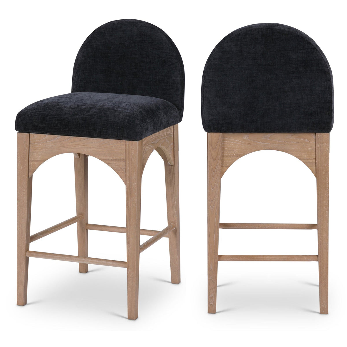 Waldorf Black Chenille Fabric Upholstered Counter Stool Set of 2