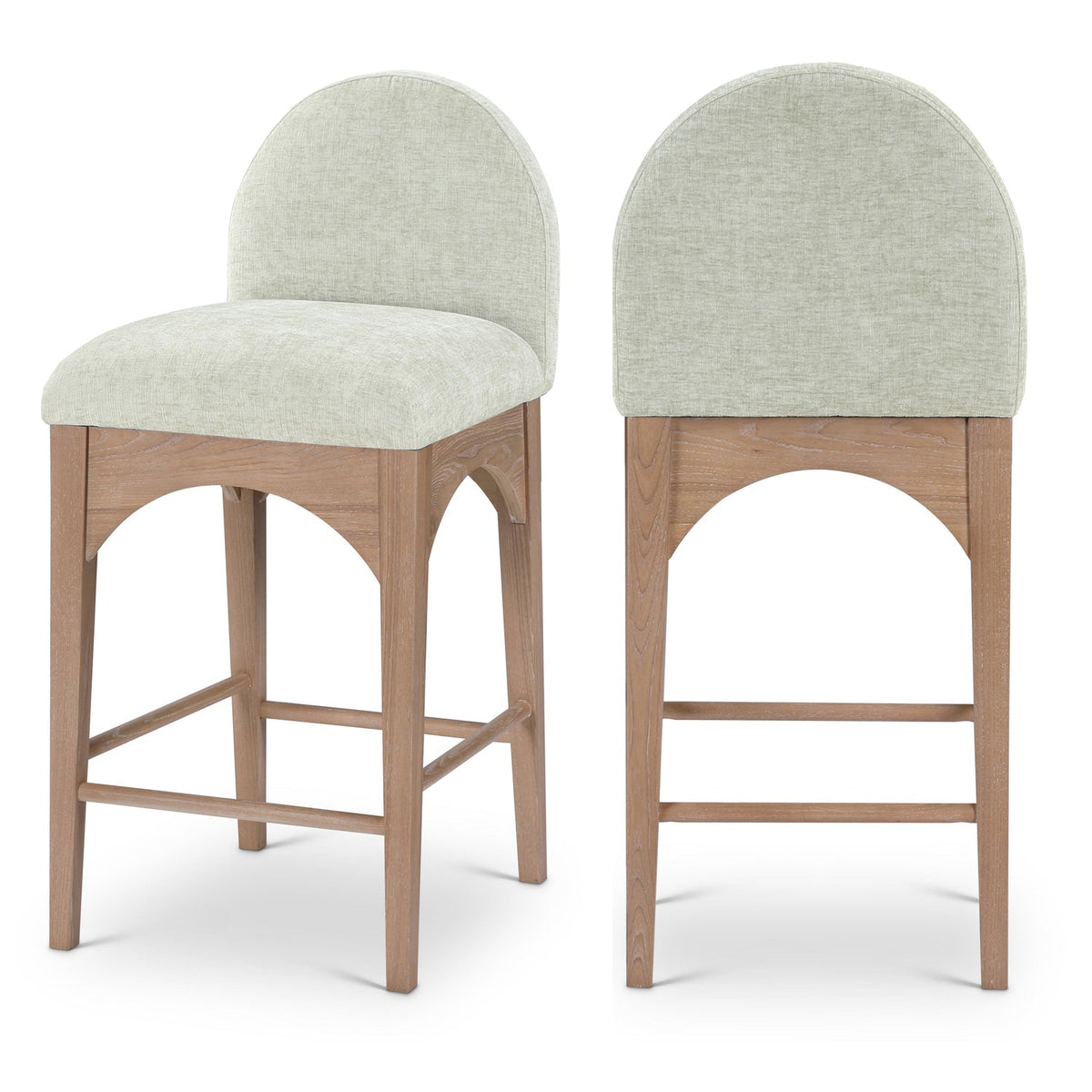 Waldorf Mint Chenille Fabric Upholstered Counter Stool Set of 2