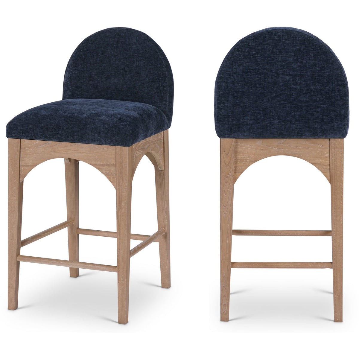 Waldorf Navy Chenille Fabric Upholstered Counter Stool Set of 2