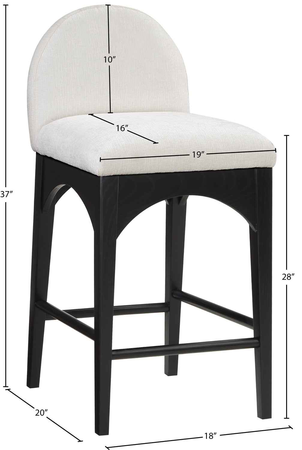 Waldorf Cream Chenille Fabric Upholstered Counter Stool Set of 2