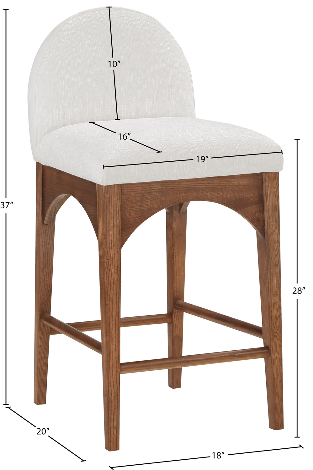 Waldorf Cream Chenille Fabric Upholstered Counter Stool Set of 2