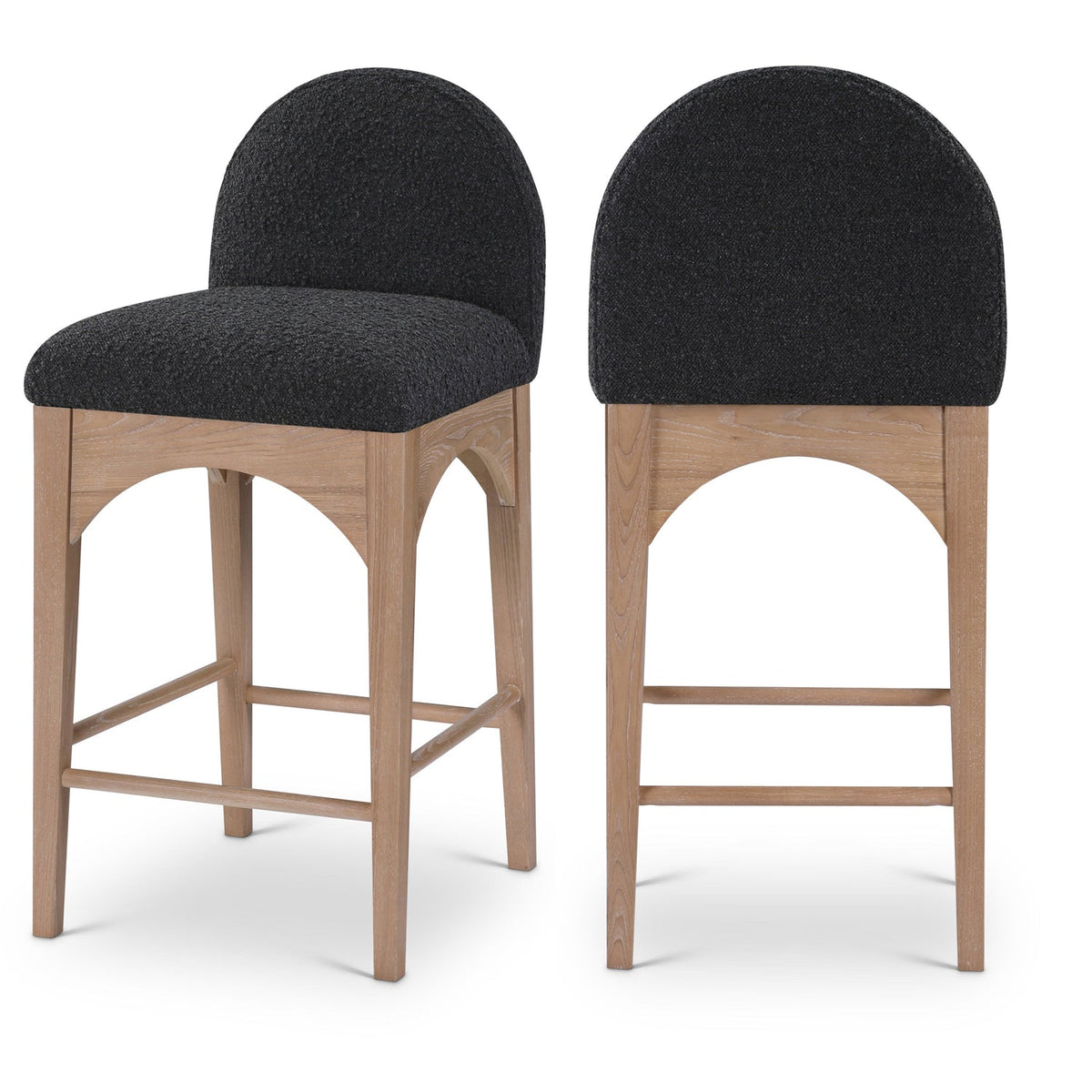 Waldorf Black Boucle Fabric Upholstered Counter Stool Set of 2