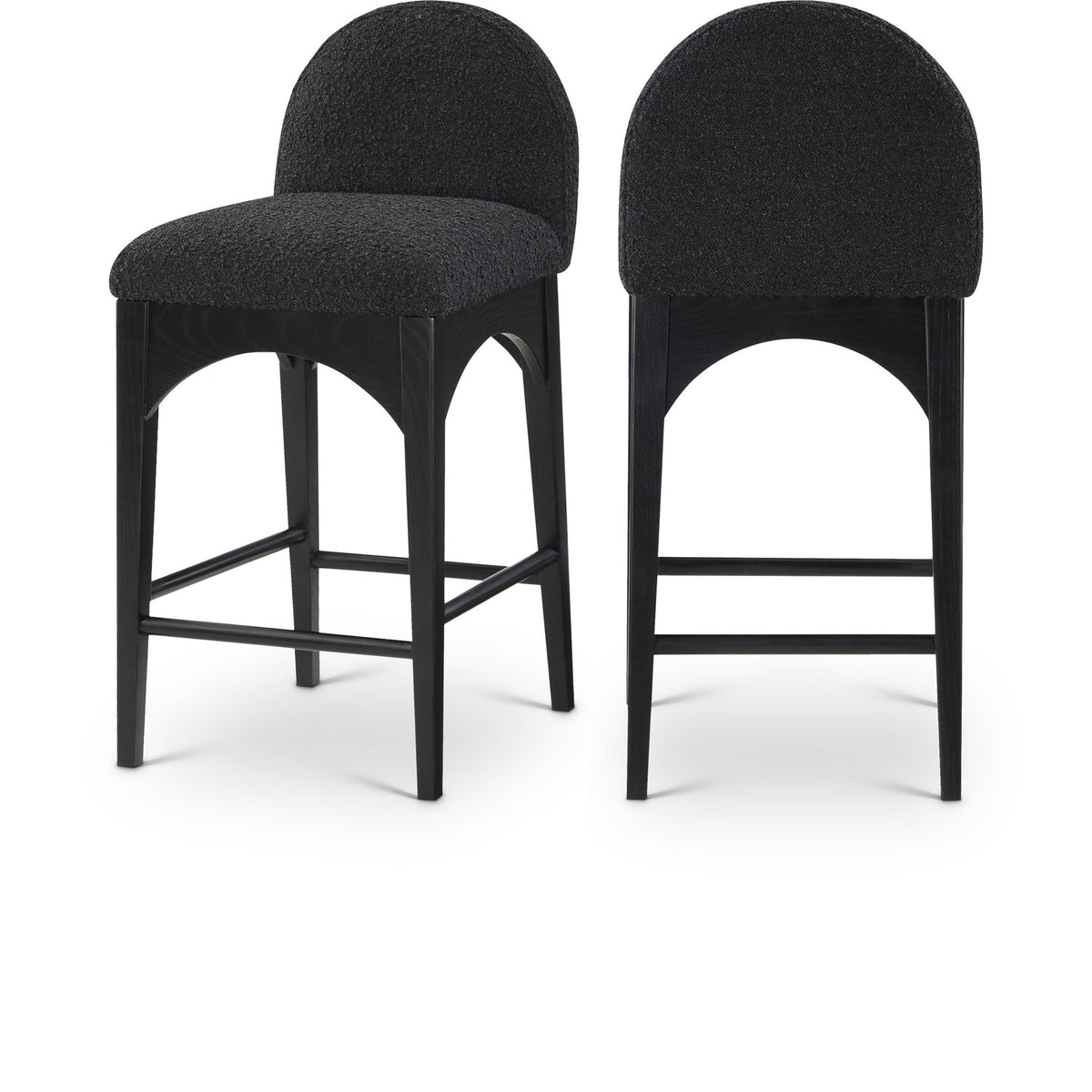 Waldorf Black Boucle Fabric Upholstered Counter Stool Set of 2