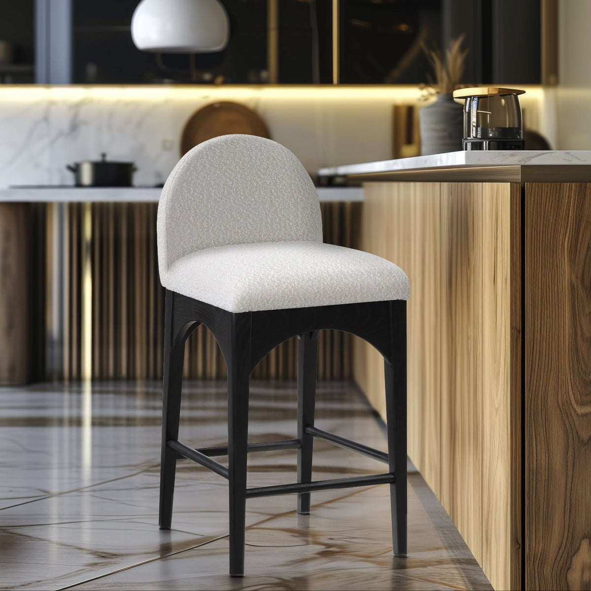 Waldorf Cream Boucle Fabric Upholstered Counter Stool Set of 2