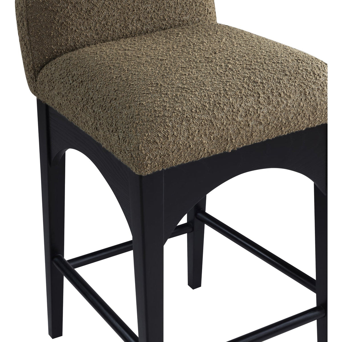 Waldorf Olive Boucle Fabric Upholstered Counter Stool Set of 2