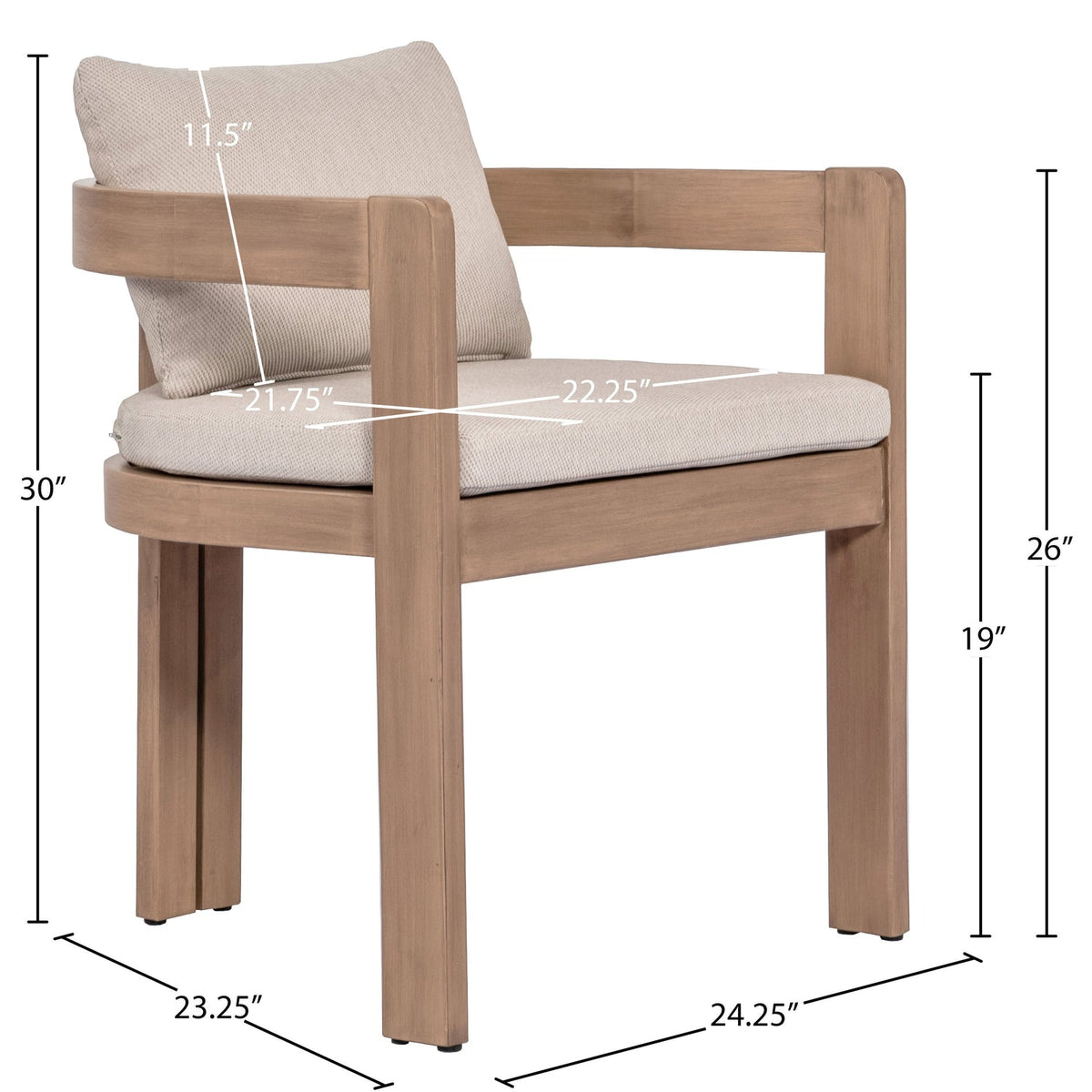 Newport Beige Water Resistant Fabric Upholstered Outdoor Patio Dining Chair