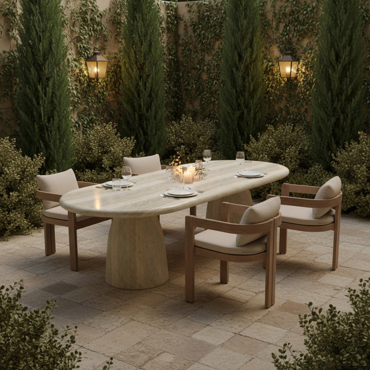 Newport Beige Water Resistant Fabric Upholstered Outdoor Patio Dining Chair