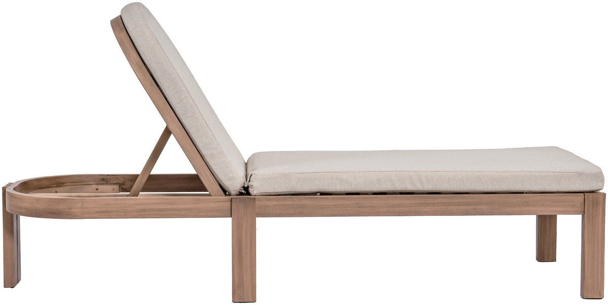 Newport Beige Water Resistant Fabric Upholstered Outdoor Patio Lounge Chair