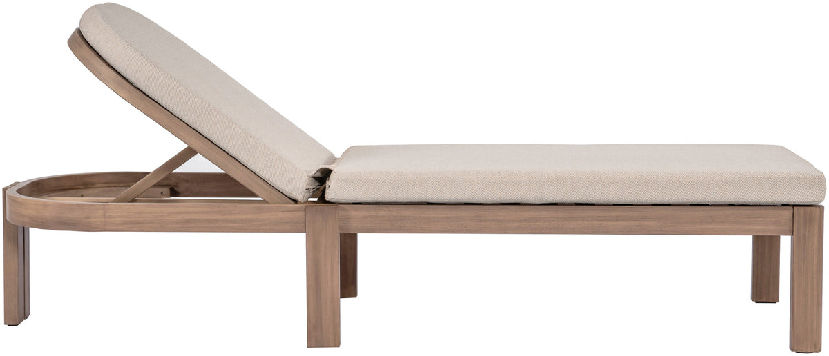 Newport Beige Water Resistant Fabric Upholstered Outdoor Patio Lounge Chair