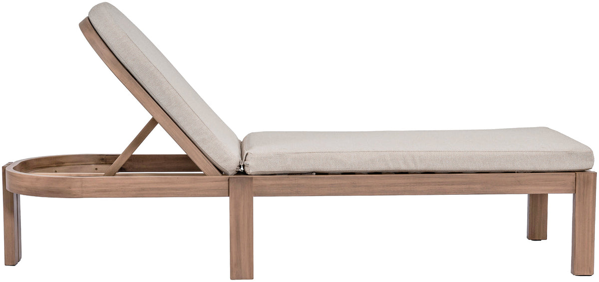 Newport Beige Water Resistant Fabric Upholstered Outdoor Patio Lounge Chair