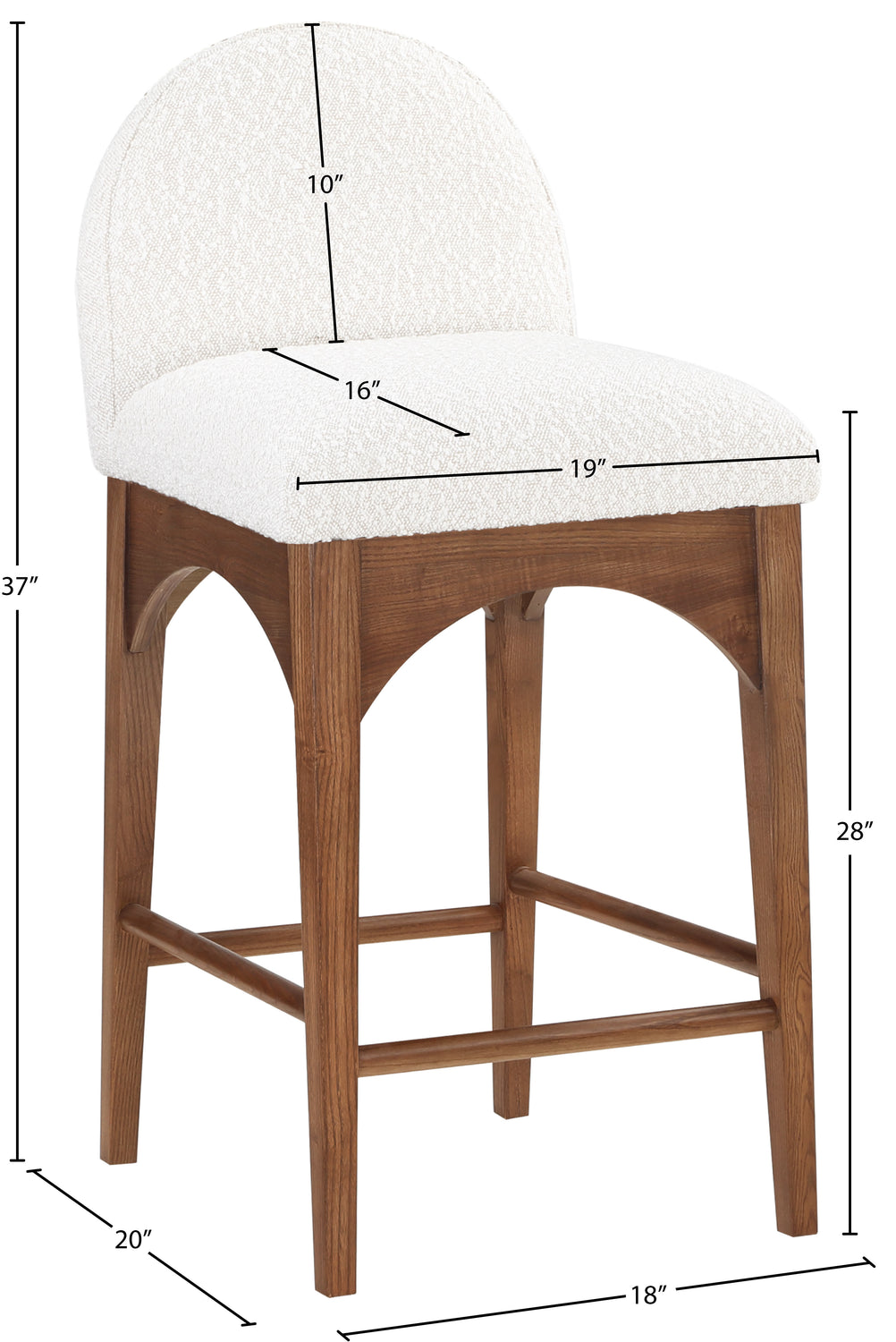 Waldorf Cream Boucle Fabric Upholstered Counter Stool Set of 2