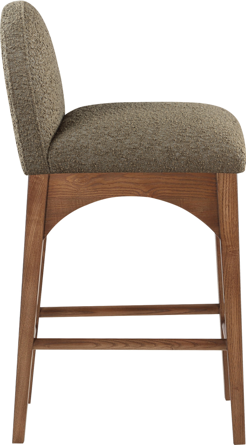 Waldorf Olive Boucle Fabric Upholstered Counter Stool Set of 2