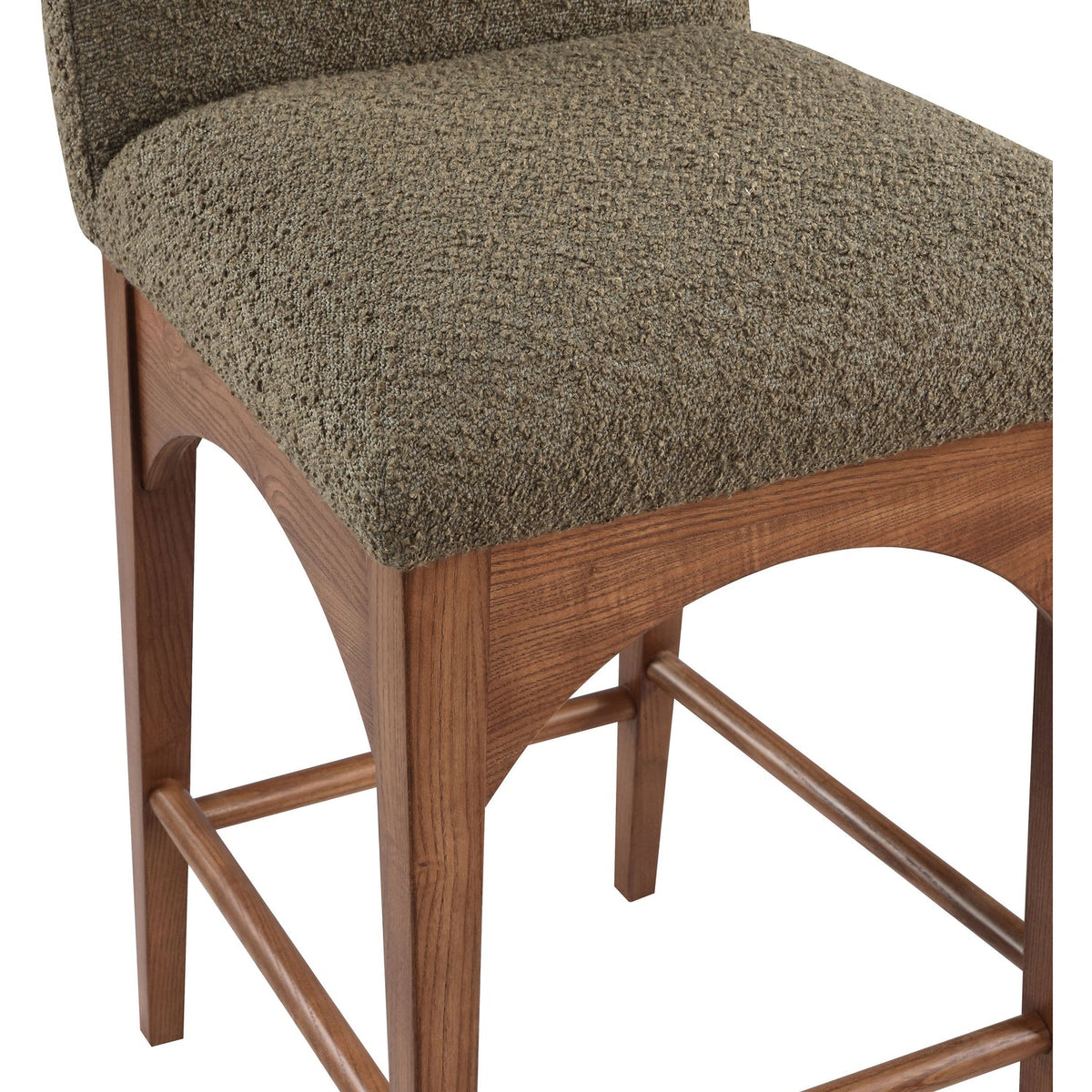Waldorf Olive Boucle Fabric Upholstered Counter Stool Set of 2