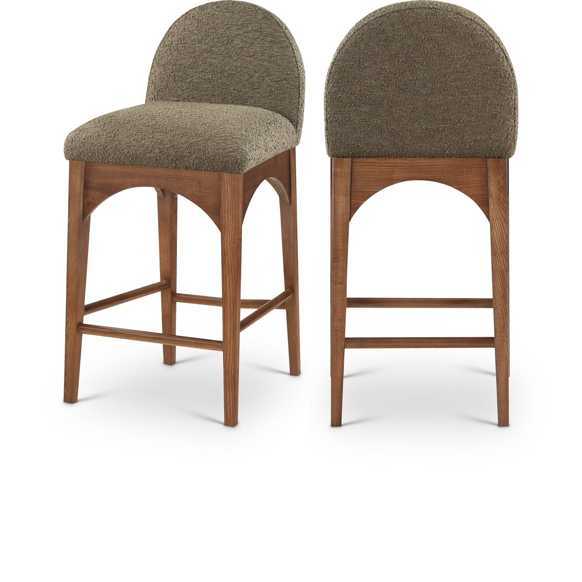 Waldorf Olive Boucle Fabric Upholstered Counter Stool Set of 2