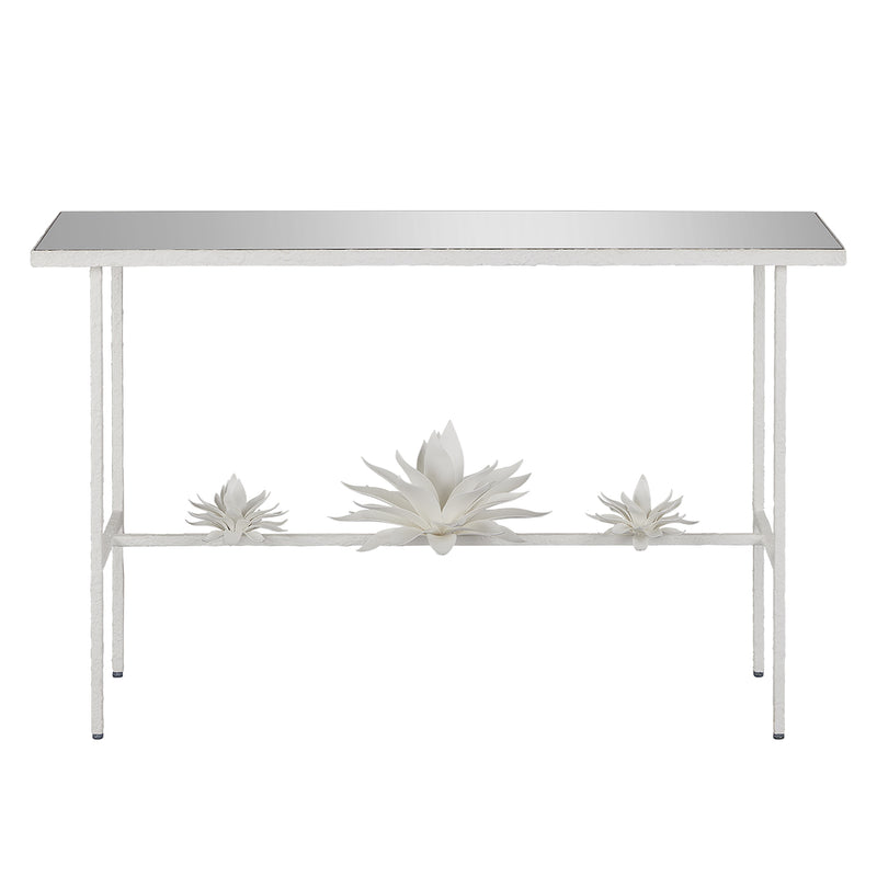 Currey & Co Sisalana White Console Table