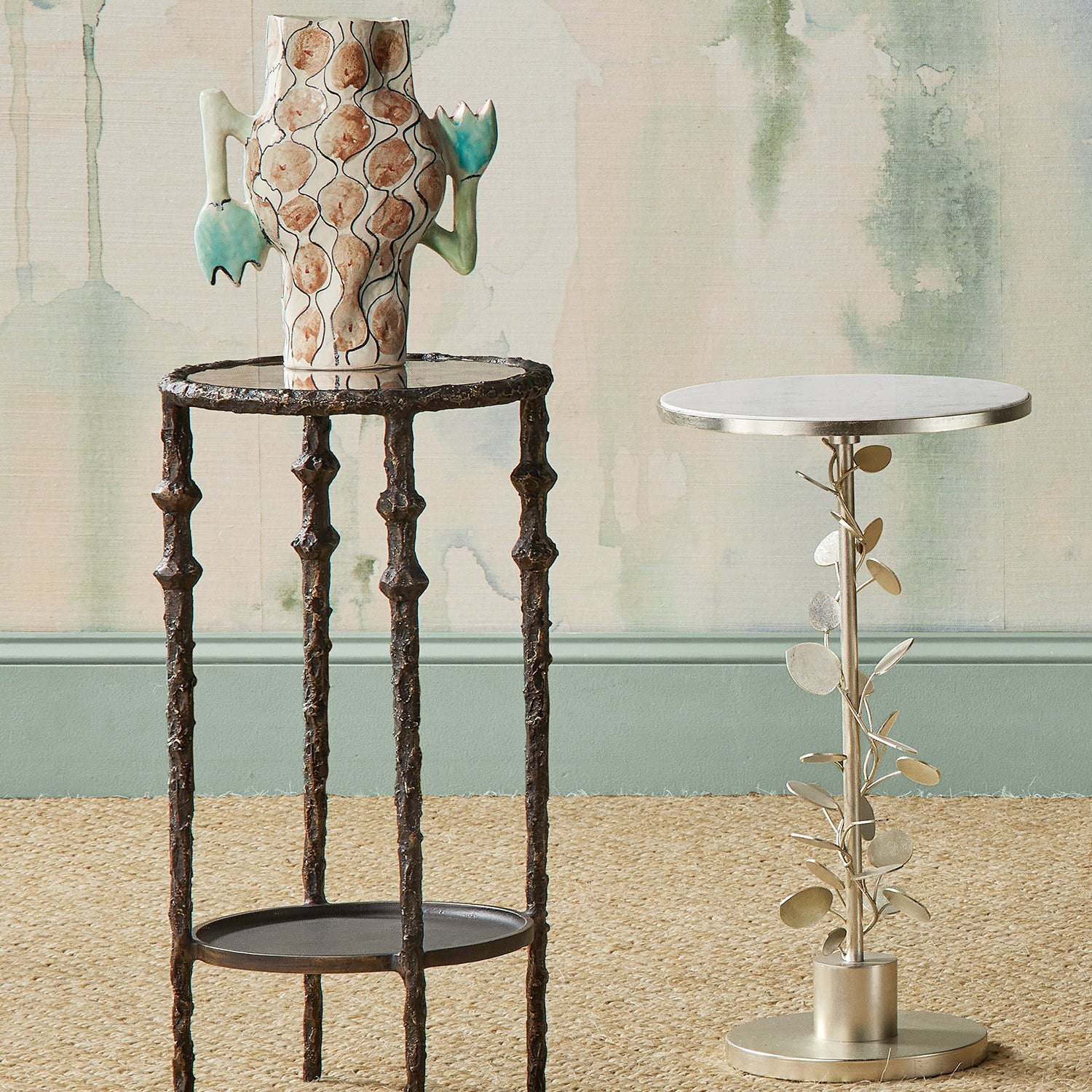 Currey & Co Lunaria Silver Accent Table