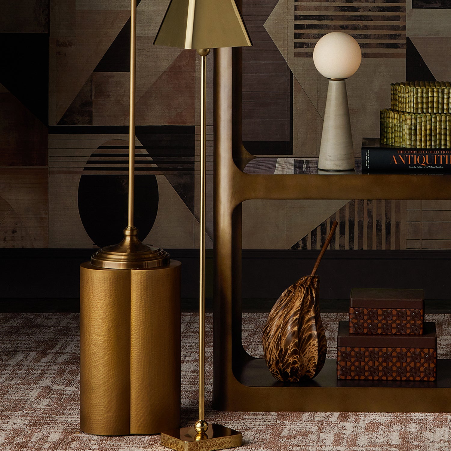 Currey & Co Trebol Brass Accent Table